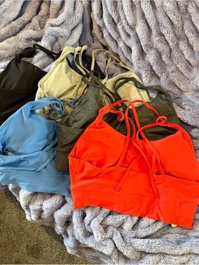 Women's Strappy Sports Bralette — Black, Gray, Heather Gray, Orange. And Blue